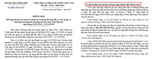 Thanh tra Chính phủ kết luận sai phạm gì tại dự án Kosy Sông Công của Tập đoàn Kosy? 2 Bai 3.2