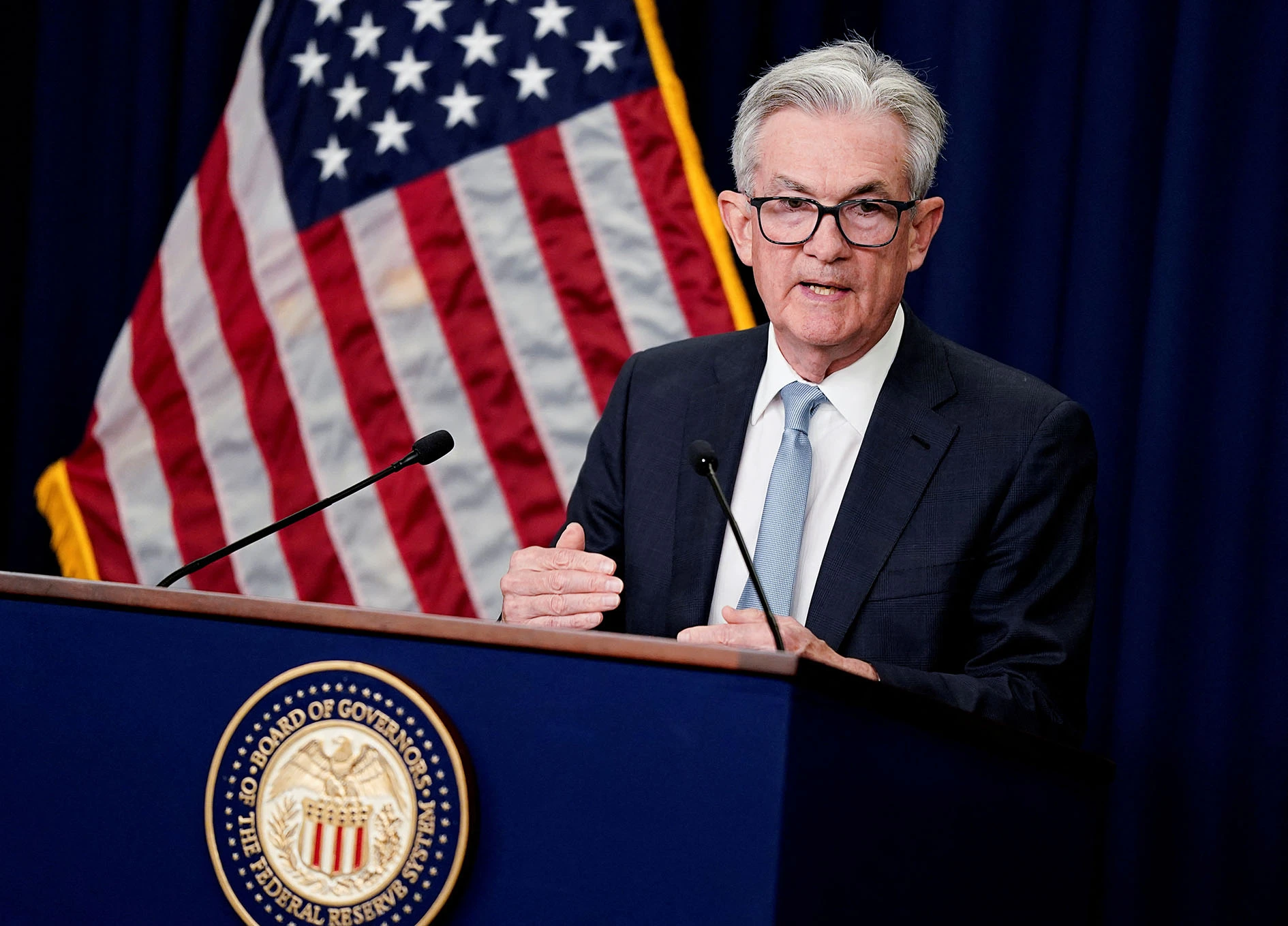 Chủ tịch Cục Dự trữ Liên bang Mỹ (FED) Jerome Powell đã tham dự hội nghị các ngân hàng tại Amsterdam