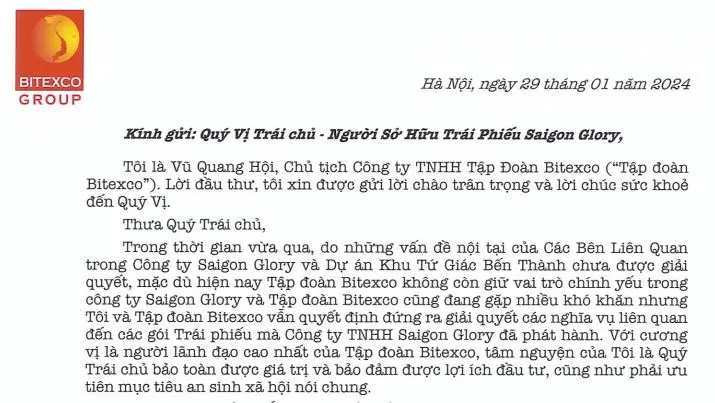 Ông Vũ Quang Hội phải gửi thư cam kết trả nợ.