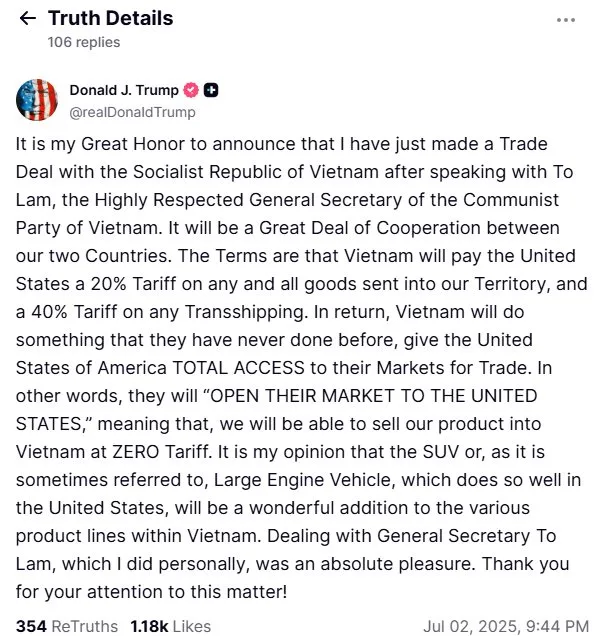 Chứng khoán Mỹ lập đỉnh, nhà đầu tư kỳ vọng Fed hạ lãi suất 2 bai dang cua Trump sau cuoc dien dam voi ong To Lam 1